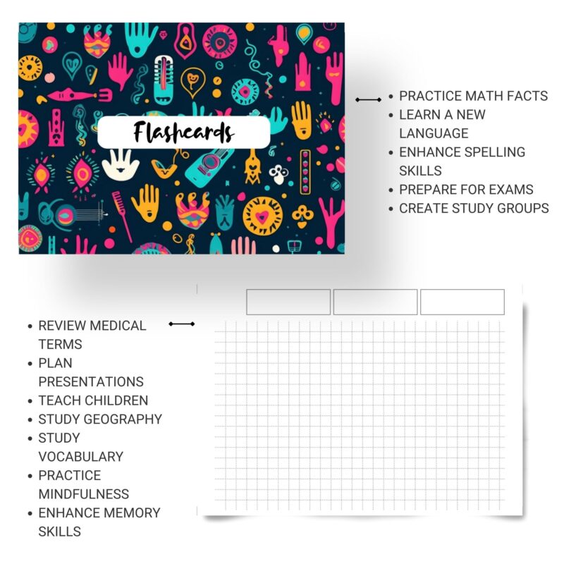 Student exam review flashcard notes template printable