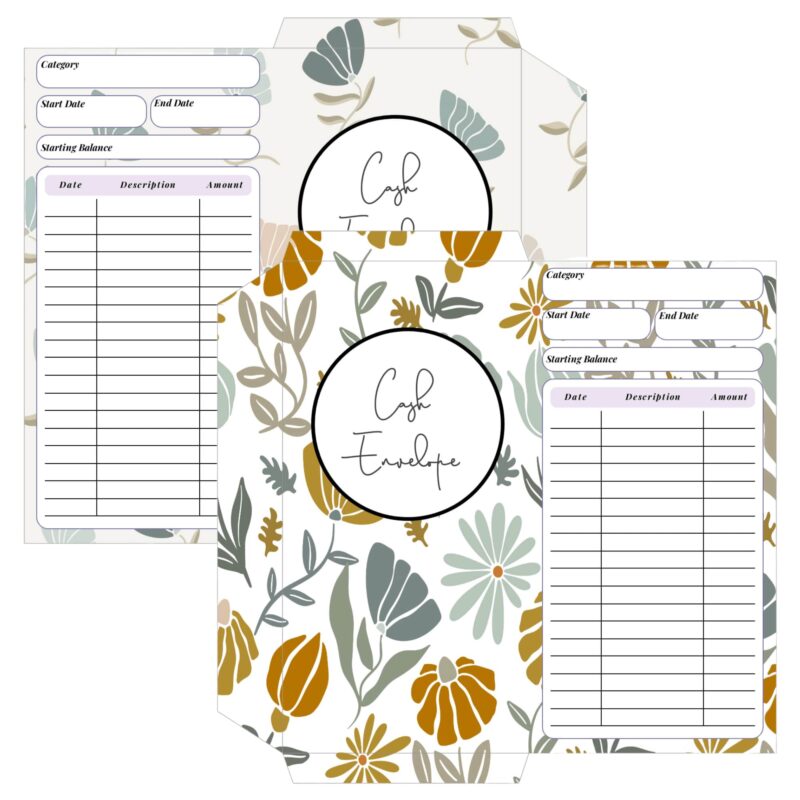 Printable Floral Cash Envelope PDF 3x6 PDF design