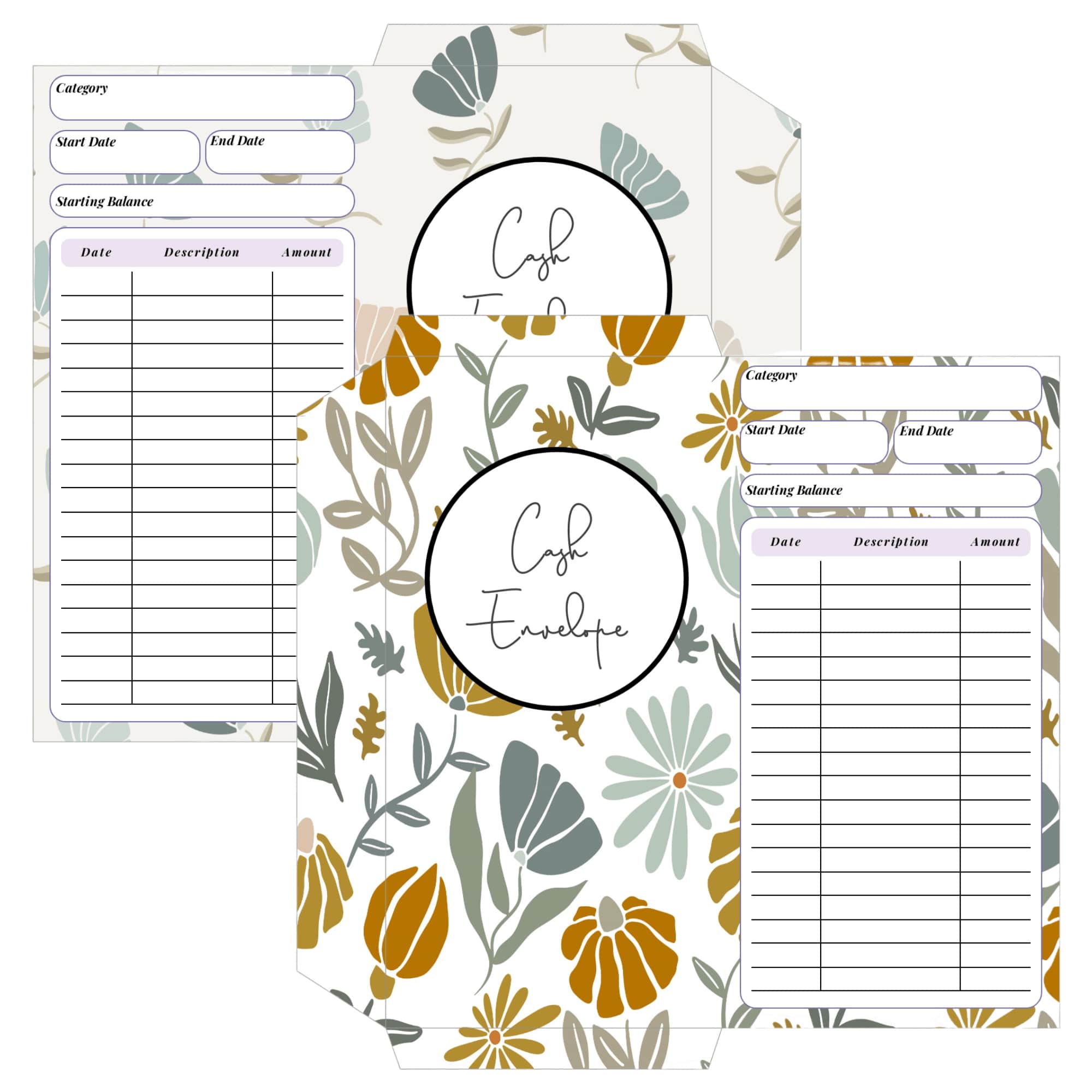 Printable Floral Cash Envelope PDF 3x6 PDF design