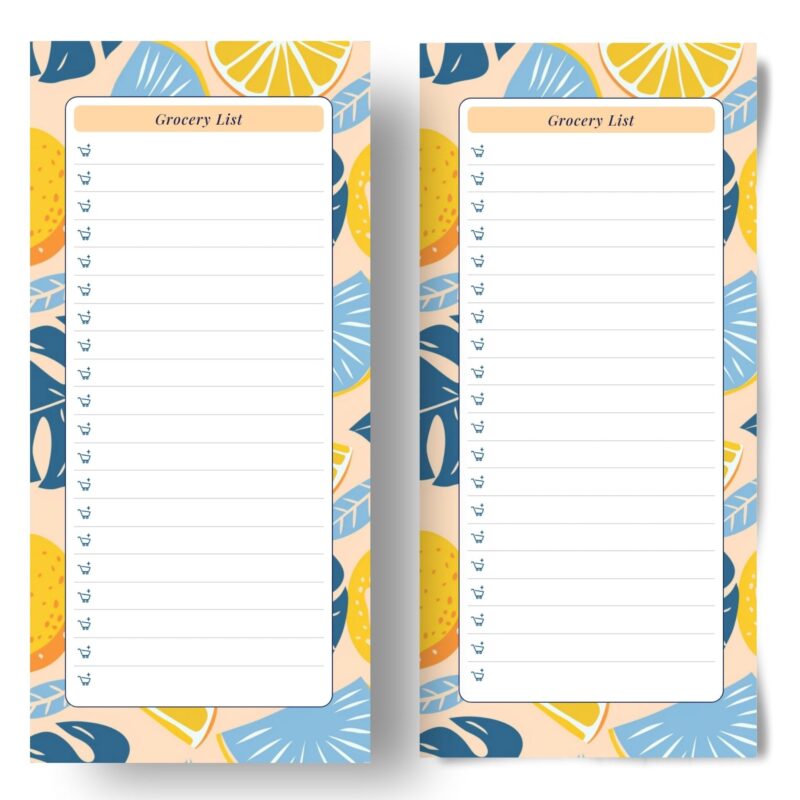 US Letter size printable grocery list planner page