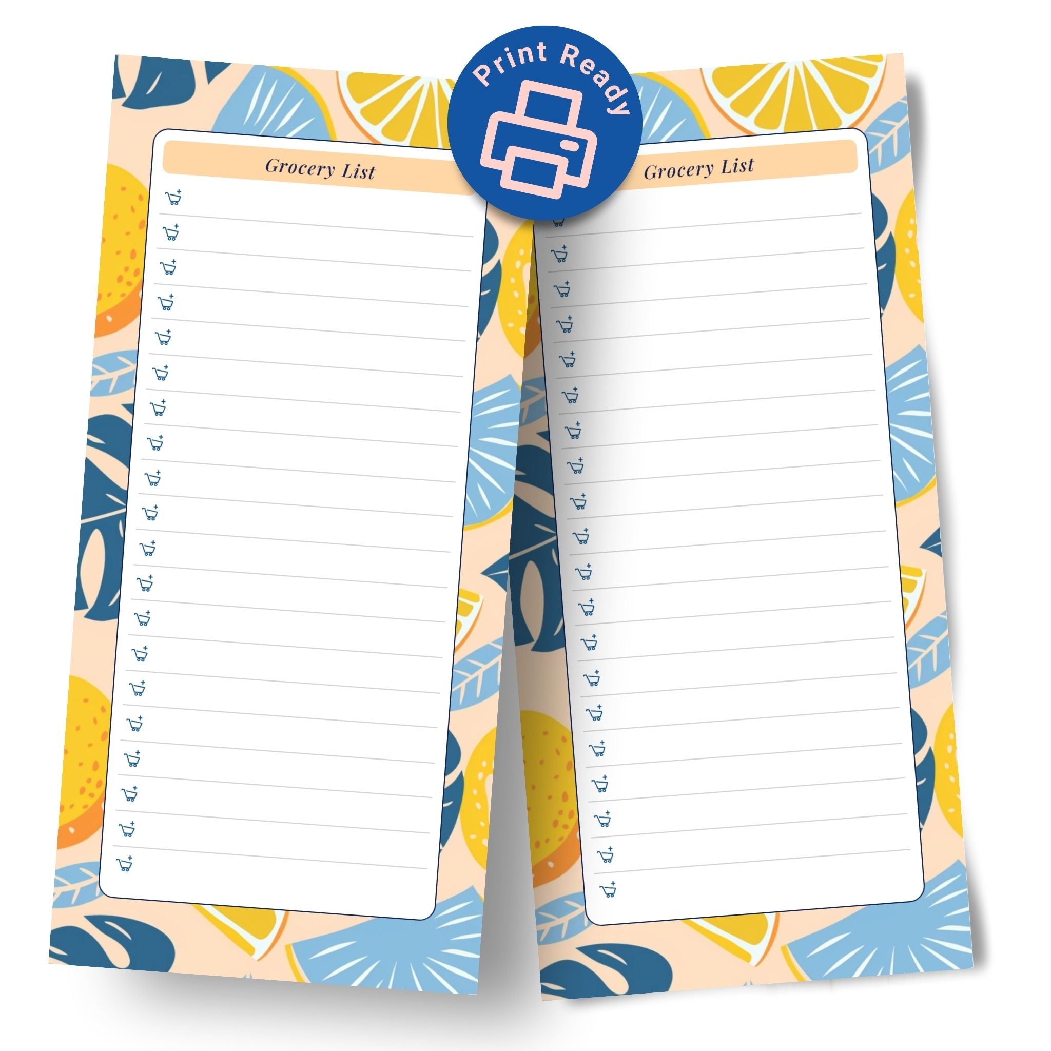 Two-page printable grocery list template PDF
