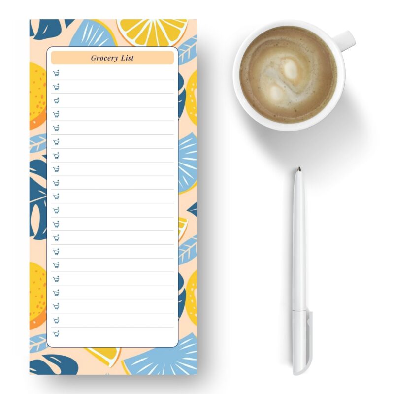 Citrus-themed shopping list printable meal prep