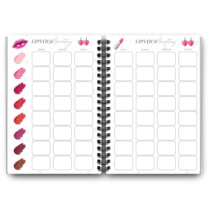 Beauty planner lipstick tracking PDF printable