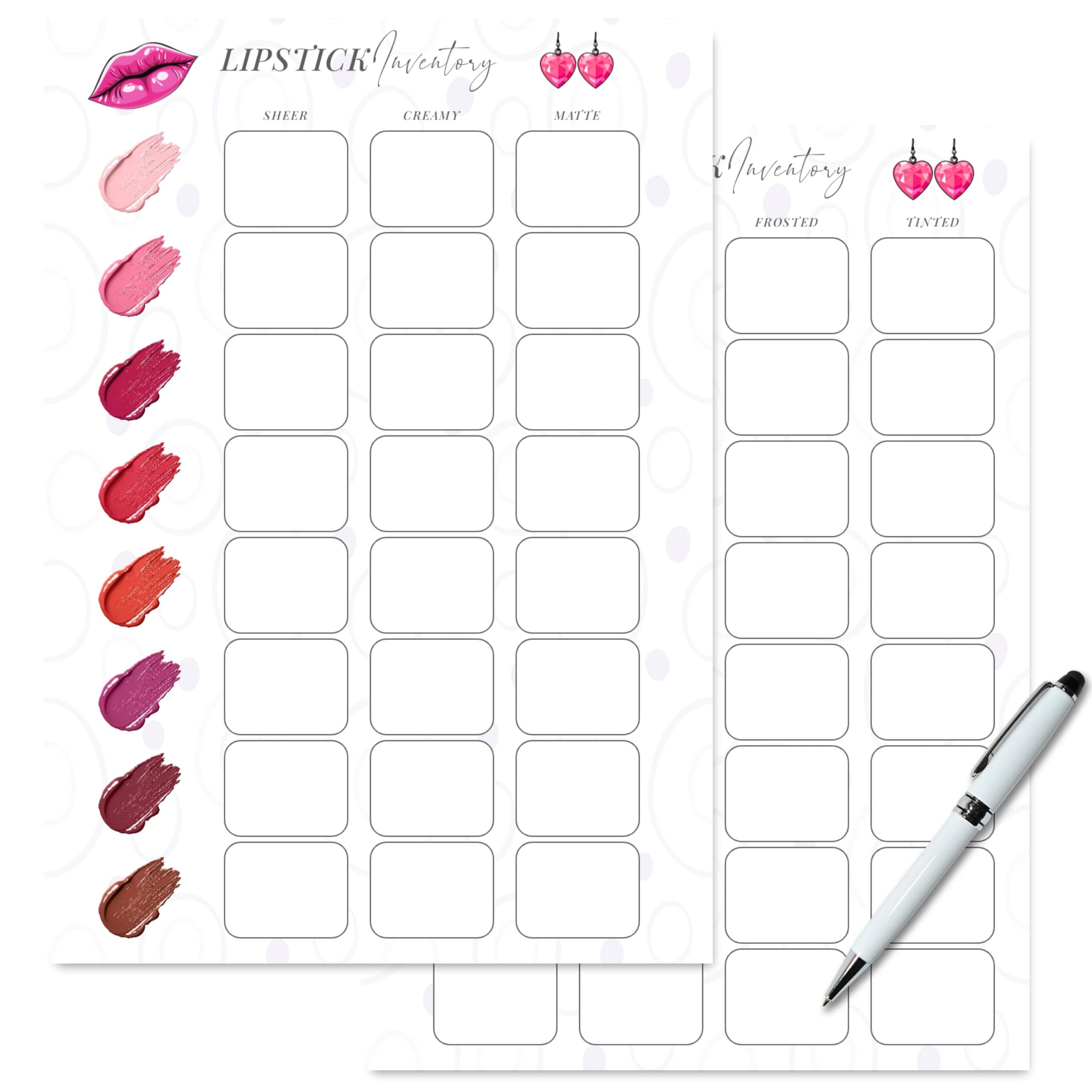 Lipstick log sheet planner insert printable A5