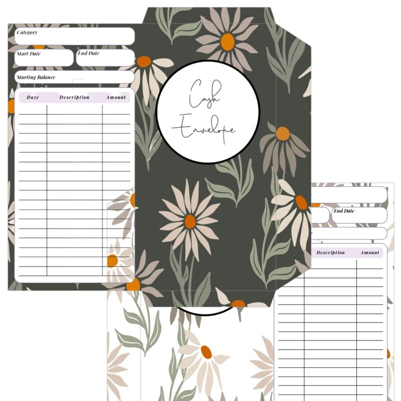 Printable petal cash envelopes PDF floral design