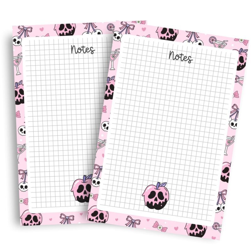 Pink Halloween printable for notes and lists