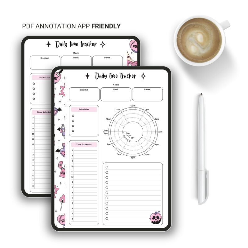 Spooky themed planner page for daily tasks