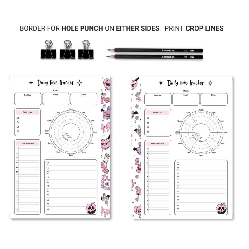 Printable Halloween planner insert for time blocking