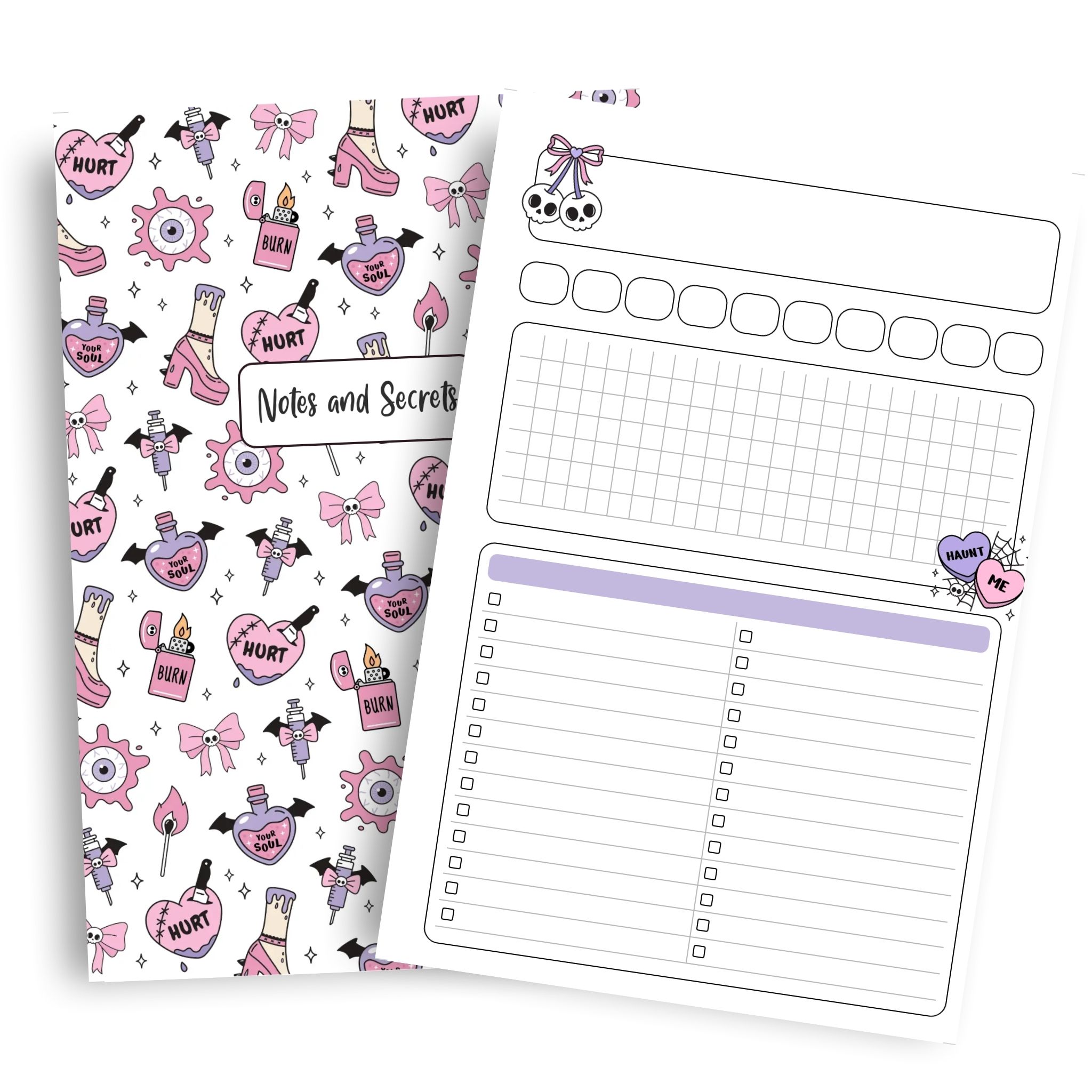 Printable secrets insert with Halloween design
