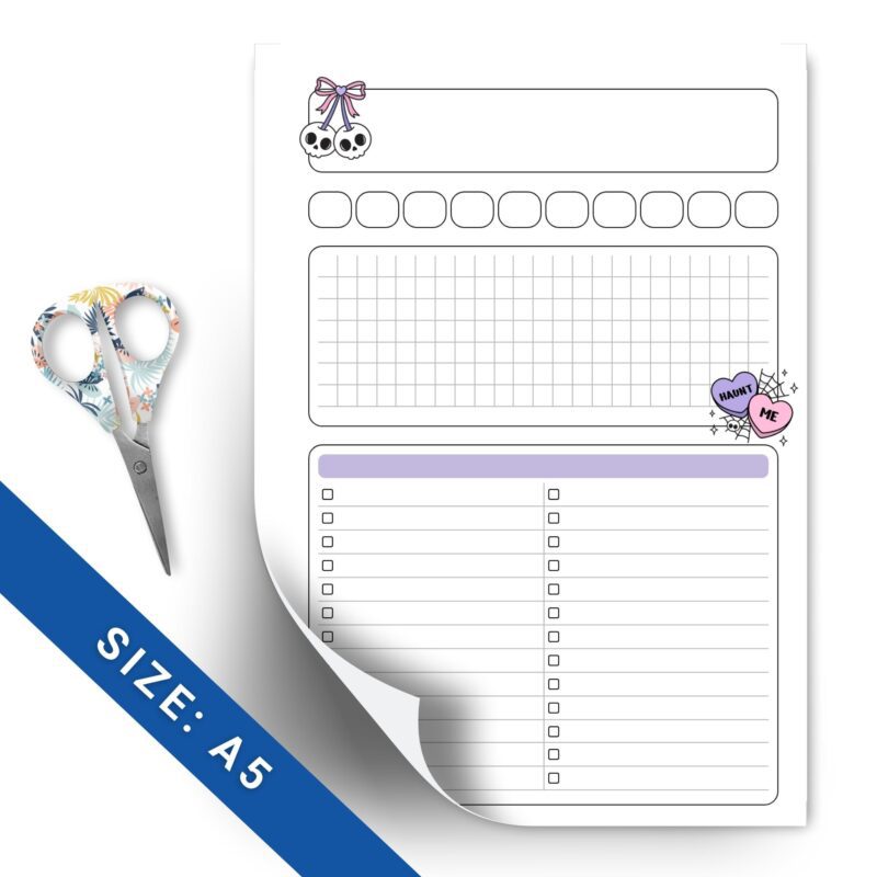 Four-page spooky notes and ideas tracker