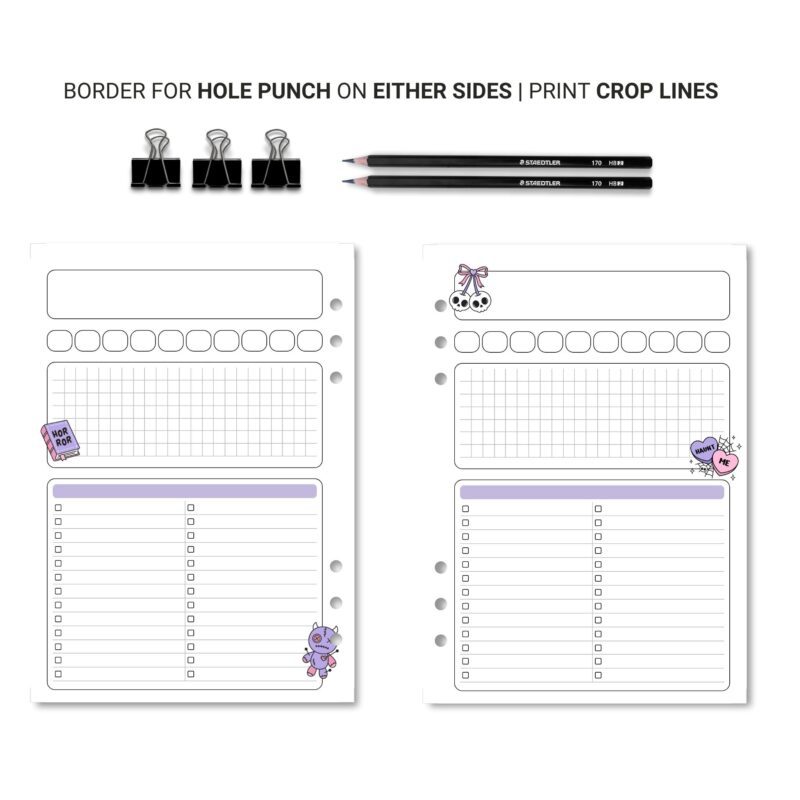 Notes pages for Halloween journal or binder