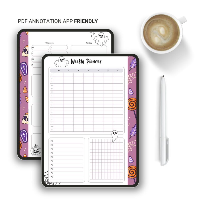 Planner page for Halloween week notes and goals