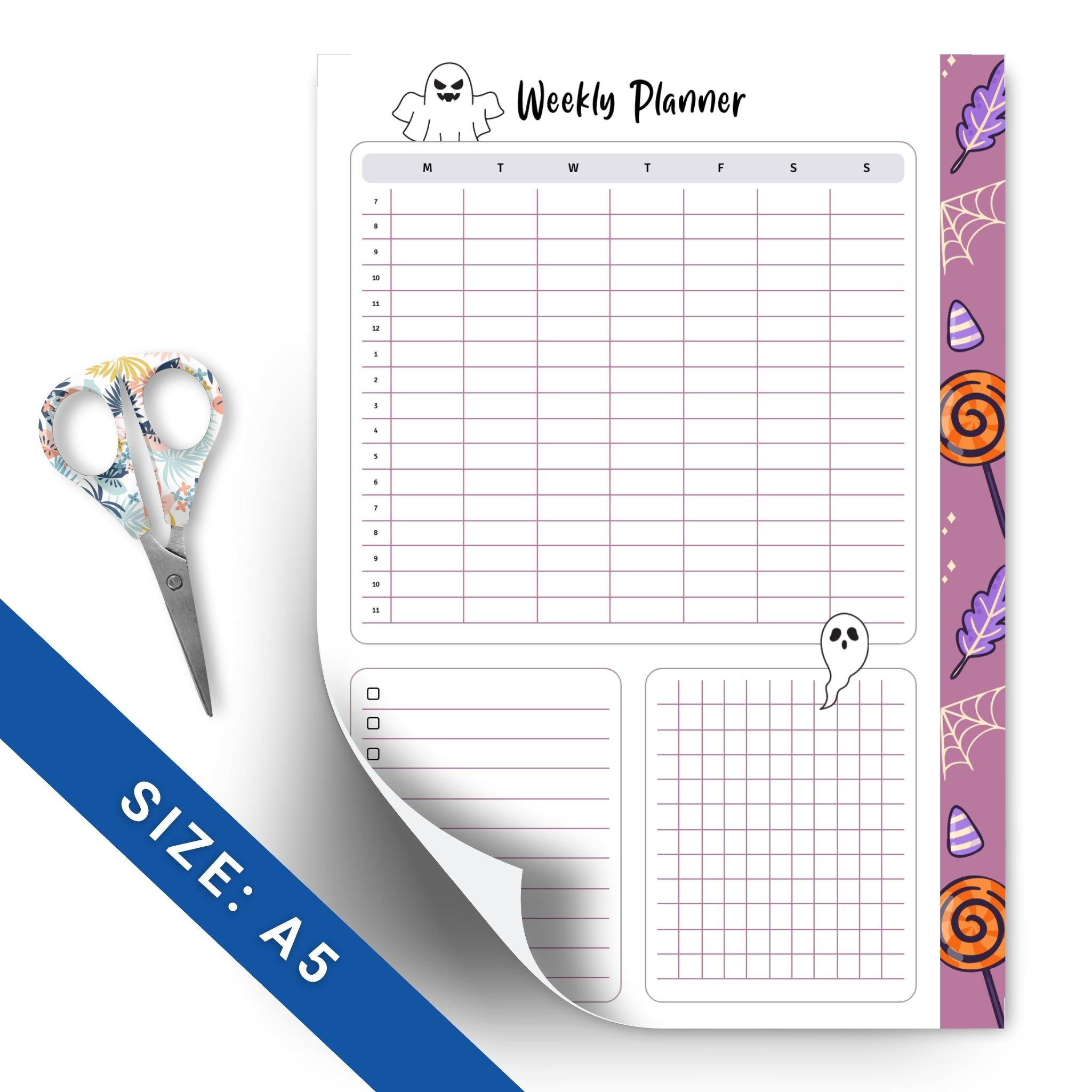 Printable weekly insert for Halloween planning