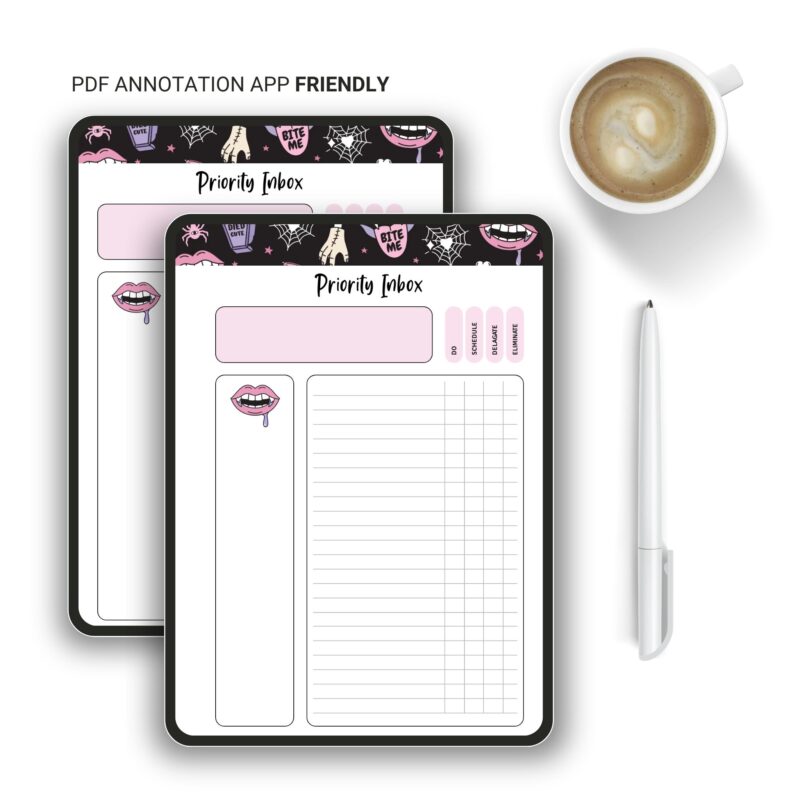 Planner setup with Halloween productivity sheet