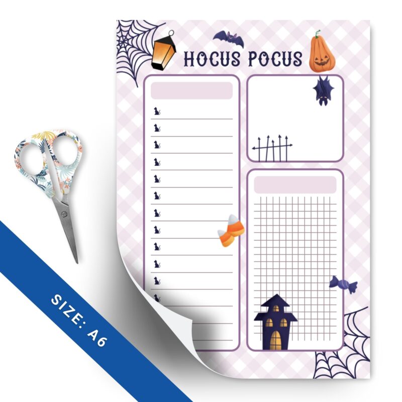 Four printable pages with Halloween notes theme