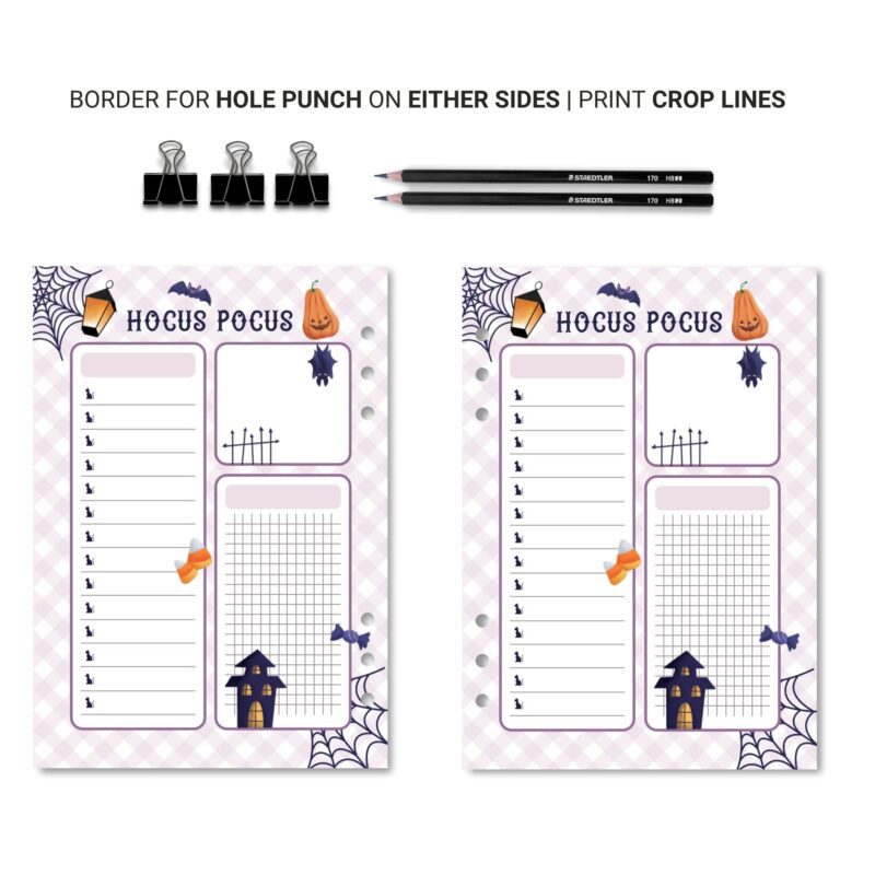 Clean daily notepad A6 with Halloween accents
