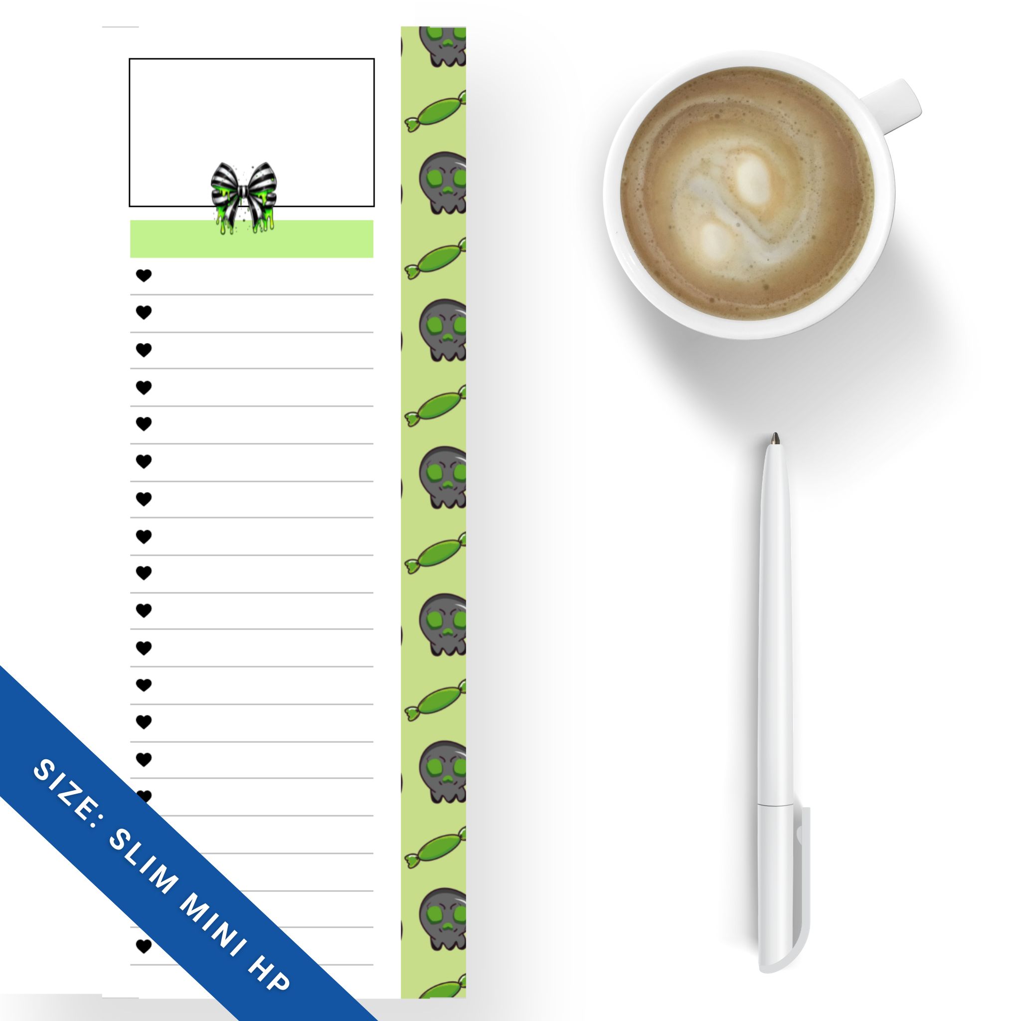 Spooky list-style planner insert in black and green