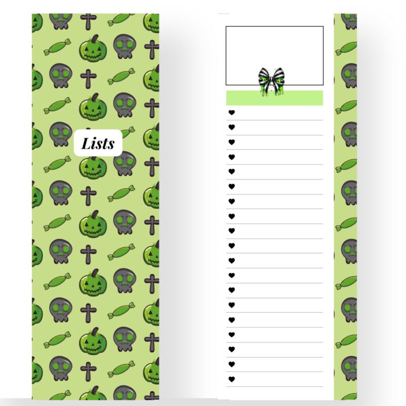 Slim Halloween planner layout for party prep