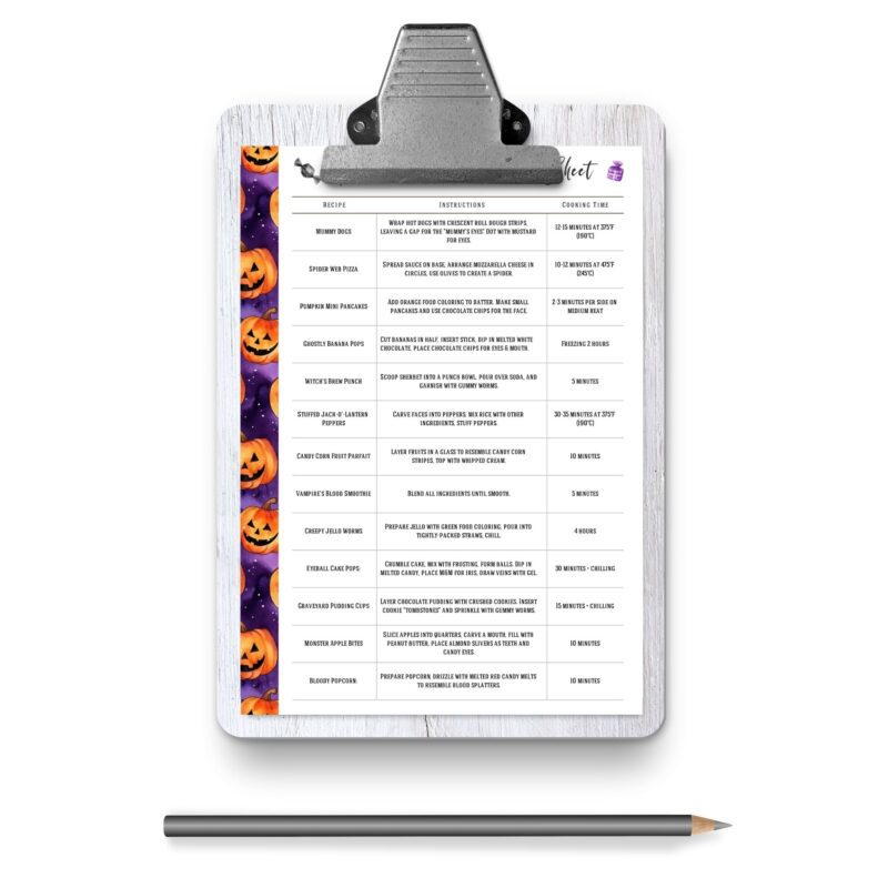 Flat lay of printable recipe pages in fall setting