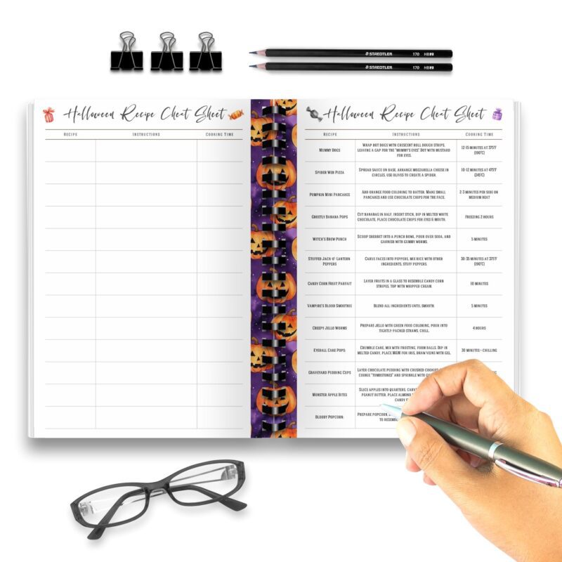 Recipe journal printable for Halloween baking
