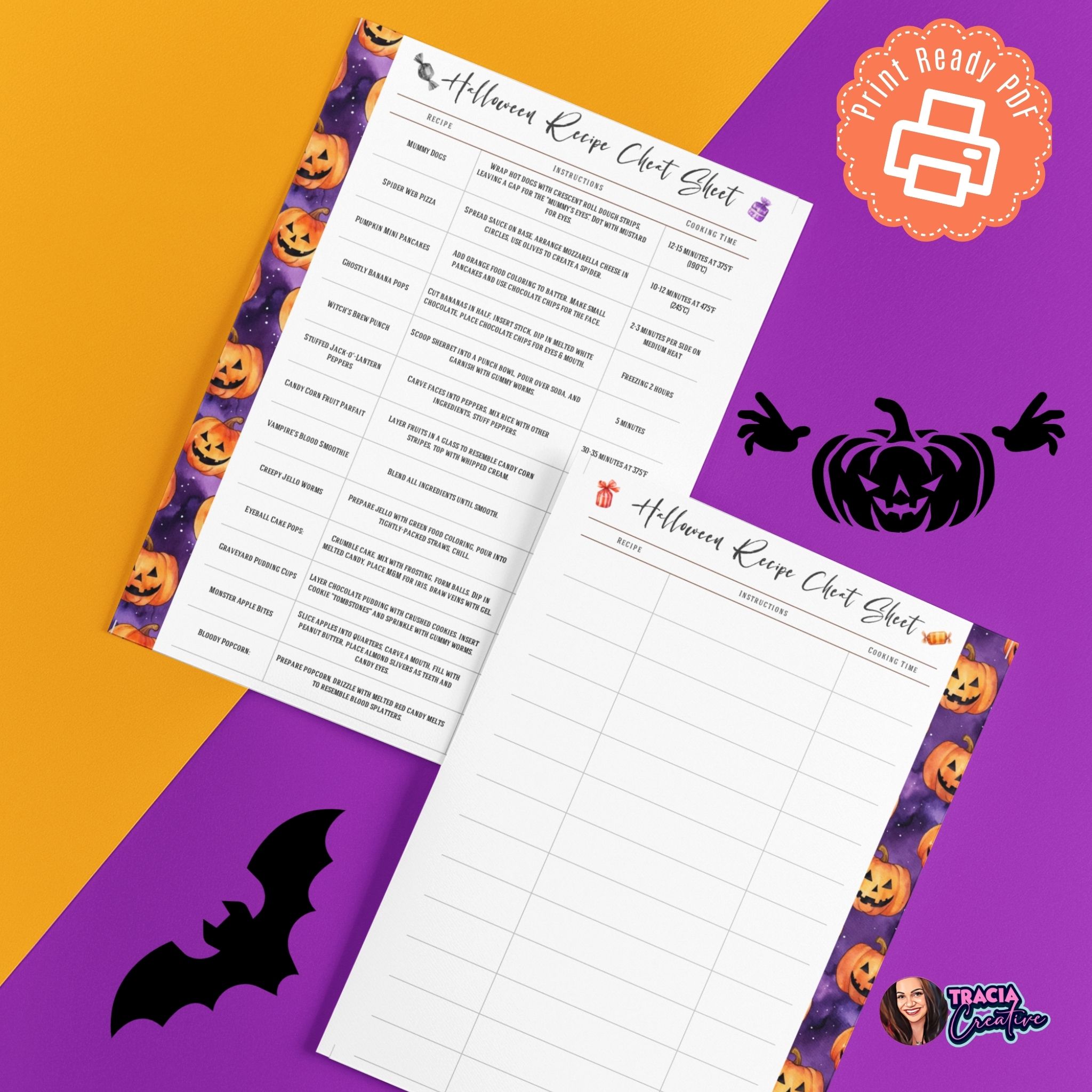 Printable Halloween Recipe Sheet PDF