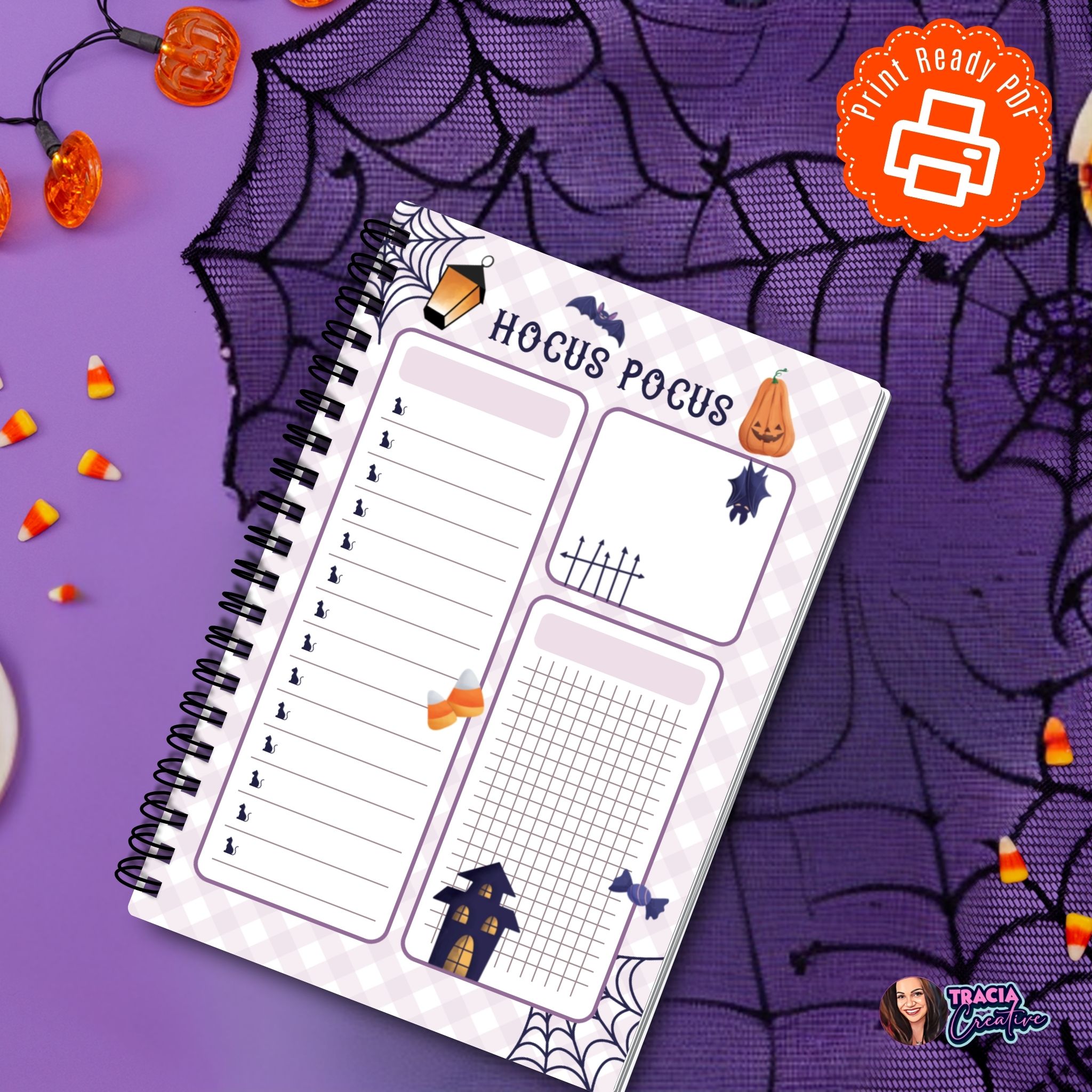 Hocus Pocus Halloween Notepad in A6 layout