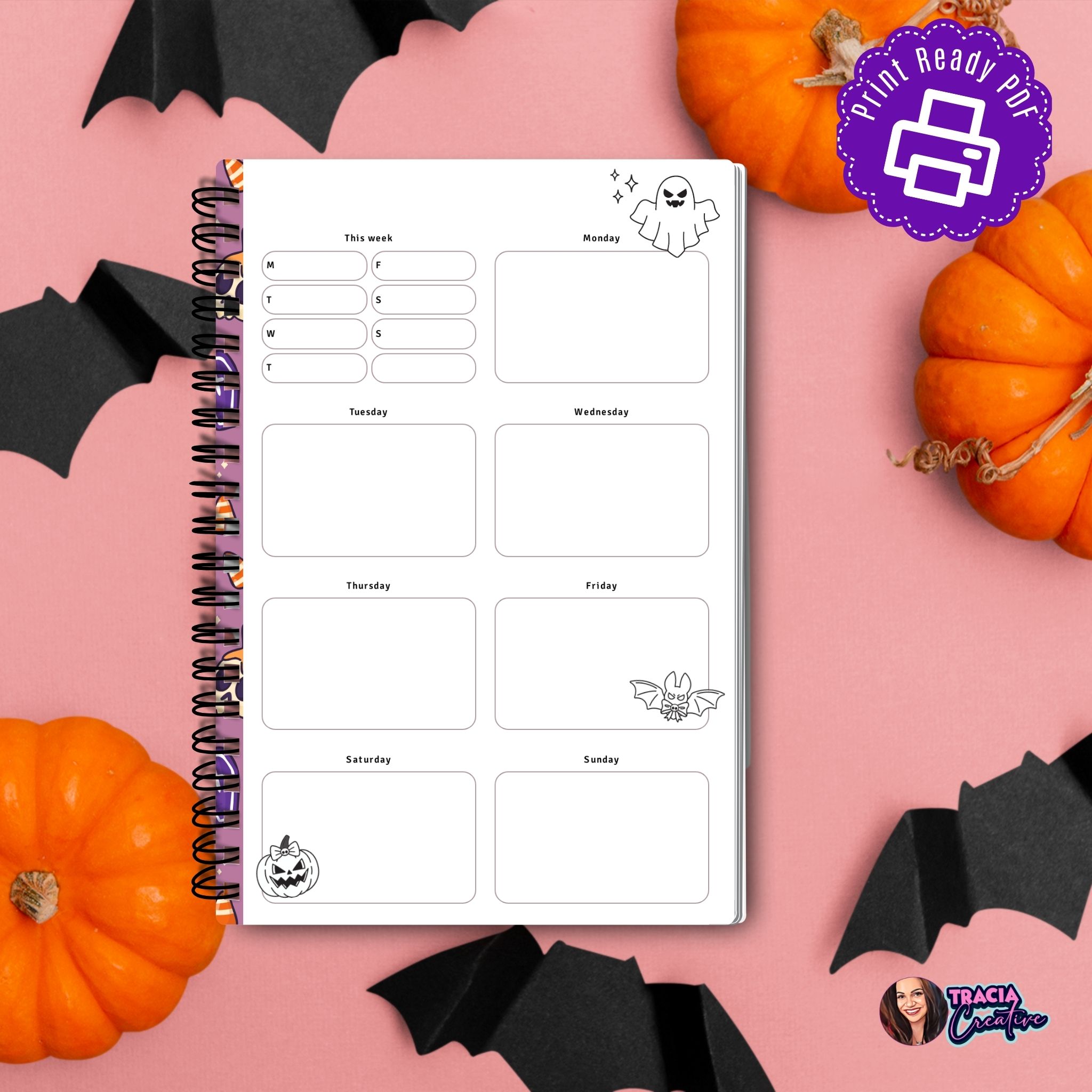 Halloween Weekly Planner A5 printable insert