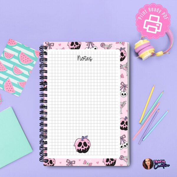 Halloween Notes Page printable with pink theme
