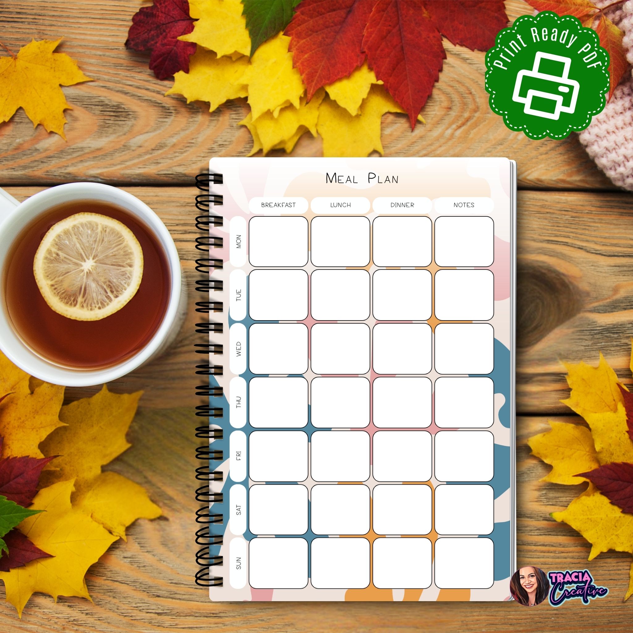 Pastel Printable Meal Planner Page A5 PDF
