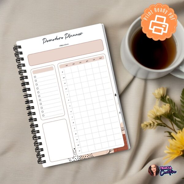 Pomodoro daily planner printable A5