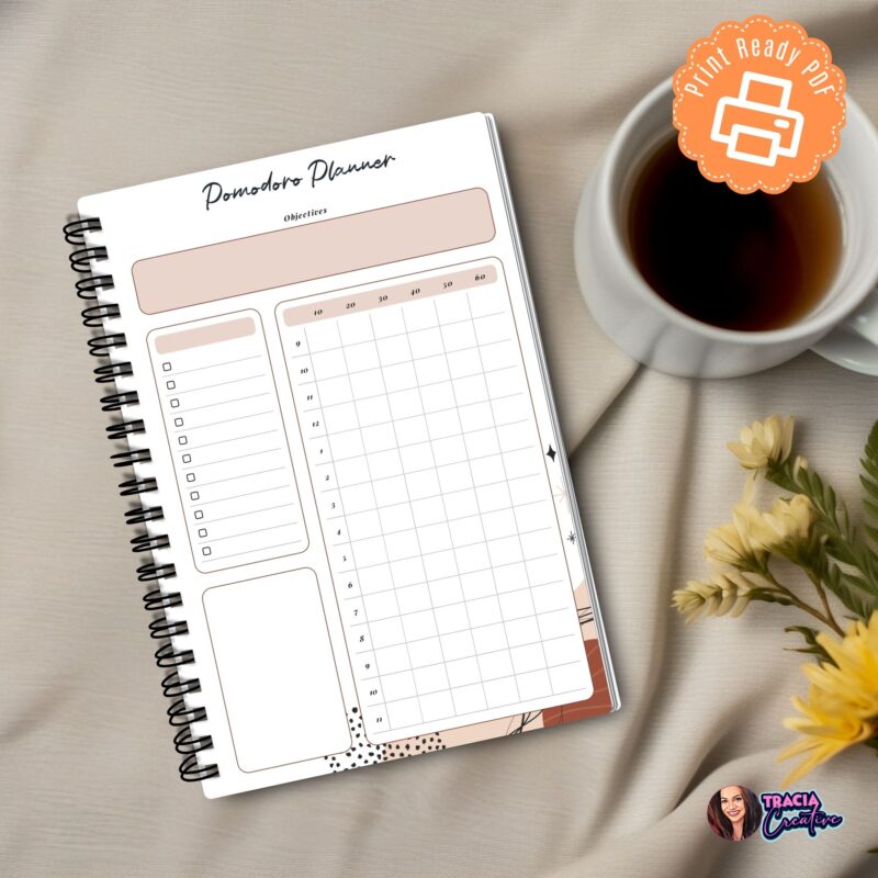 Pomodoro daily planner printable A5