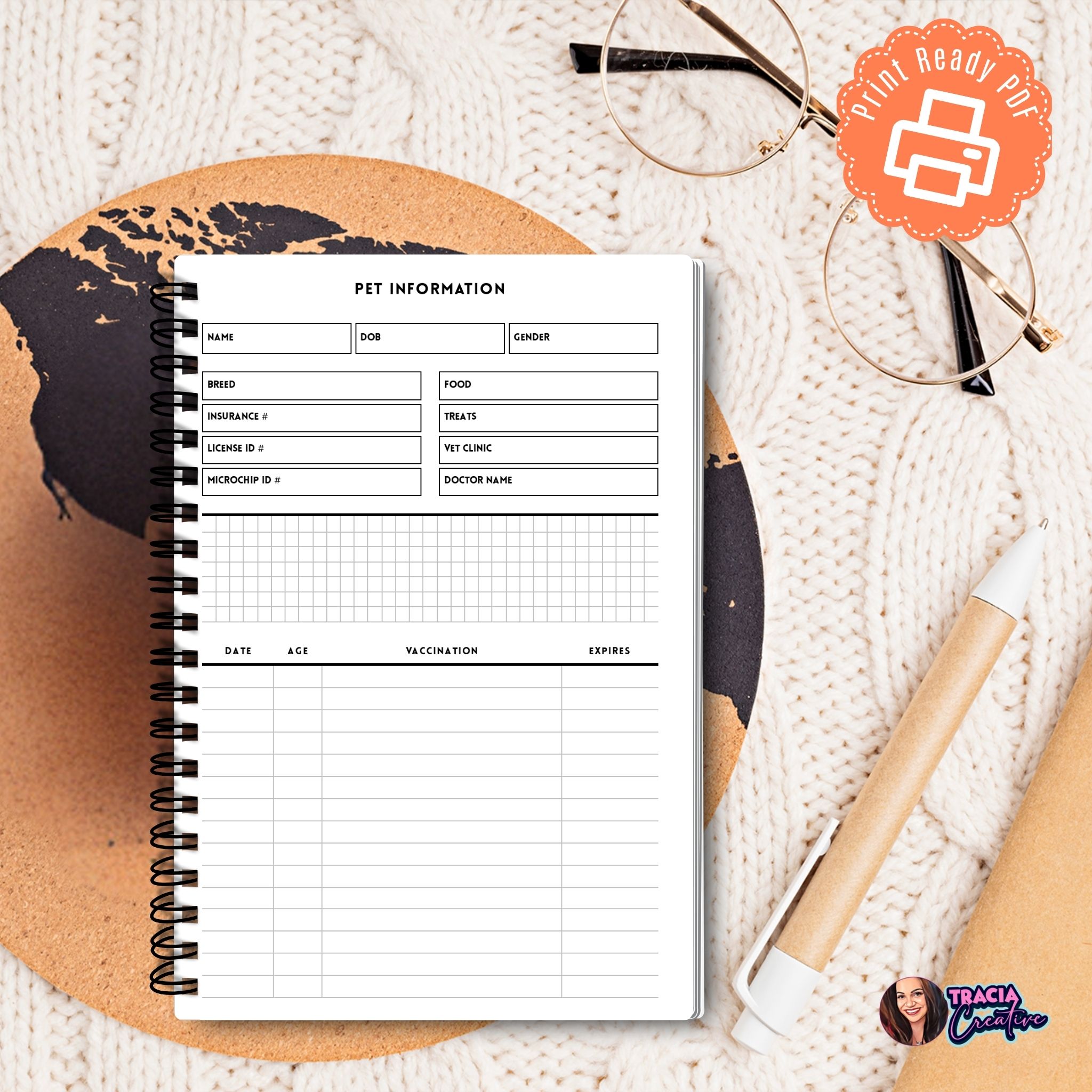 Pet Information Planner A5 printable PDF