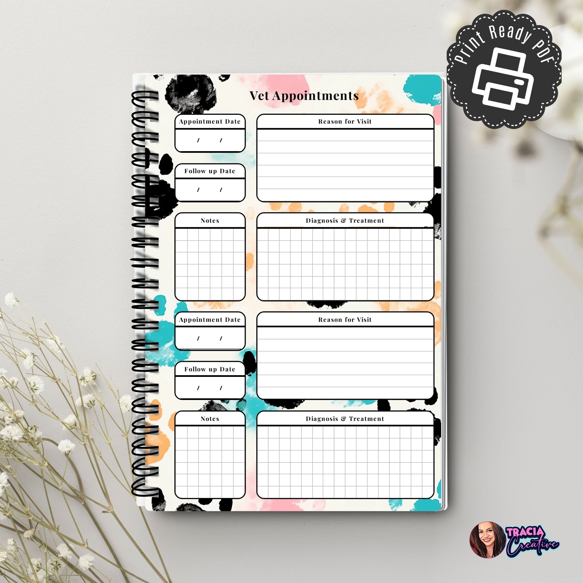 Vet Appointments Planner A5 printable PDF