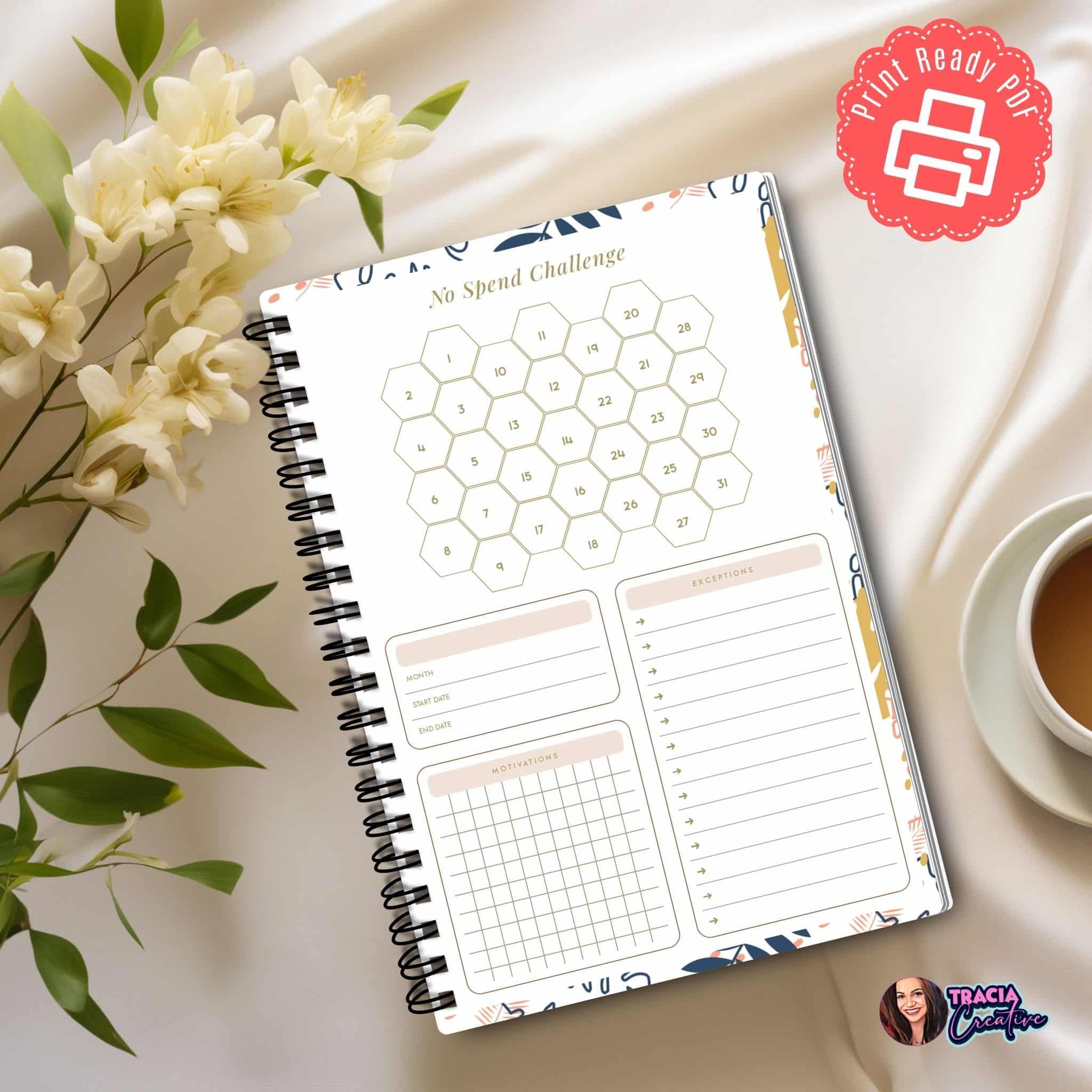No Spend Challenge Planner Insert A5 printable