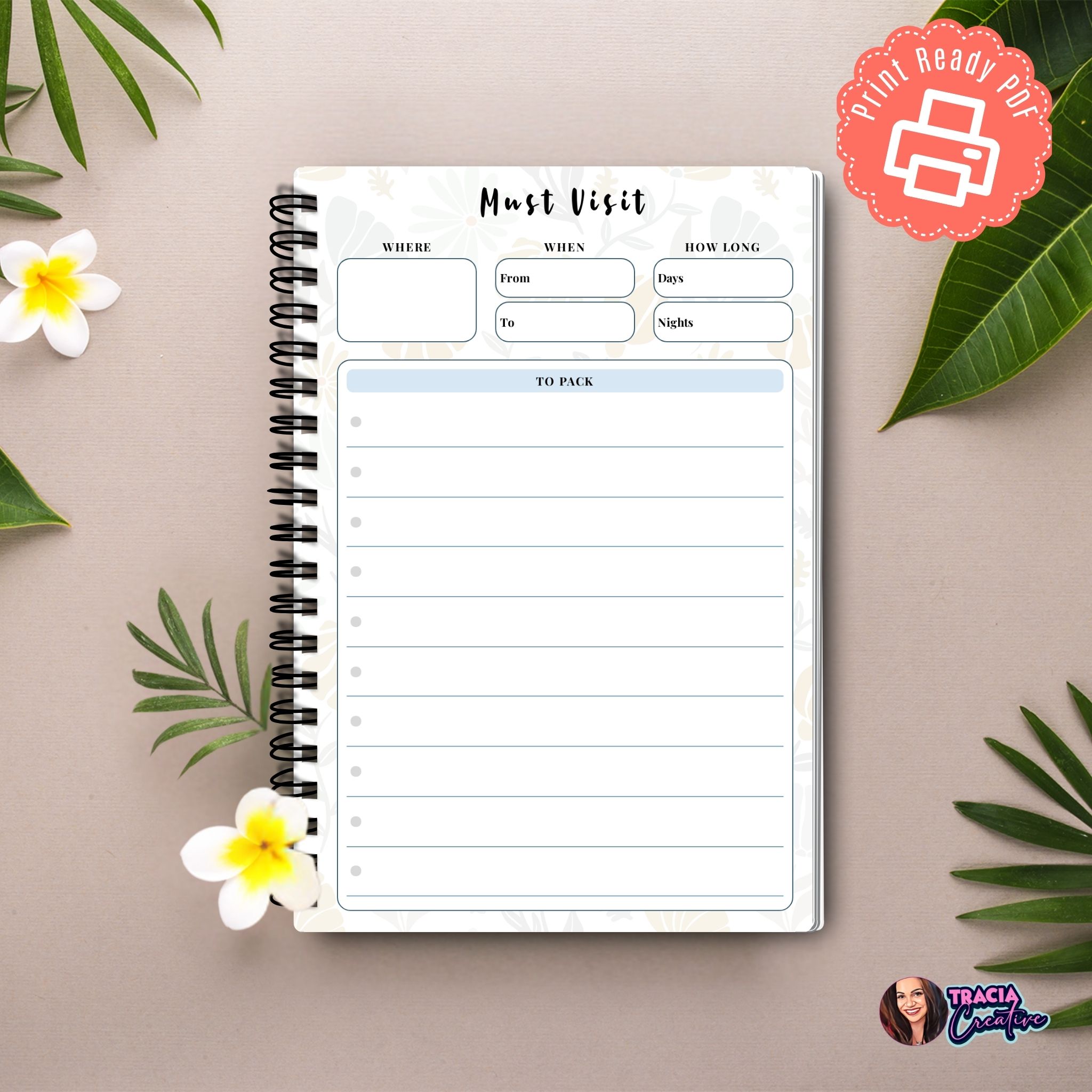 Must-visit travel planner insert for trip planning