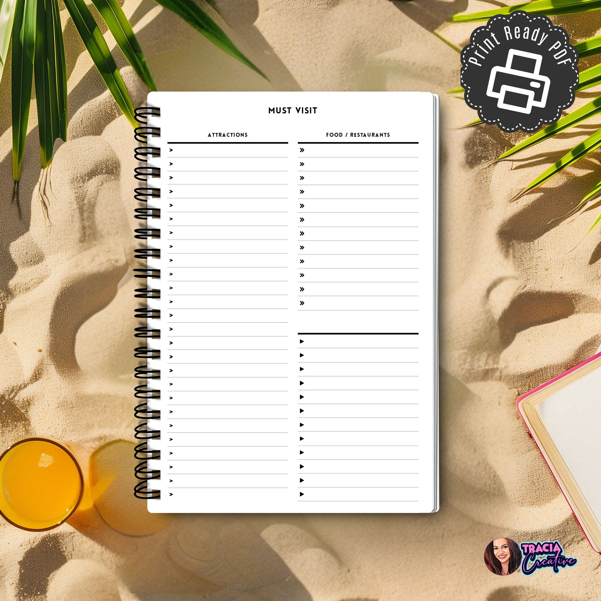 Must Visit Travel Planner Insert A5 printable