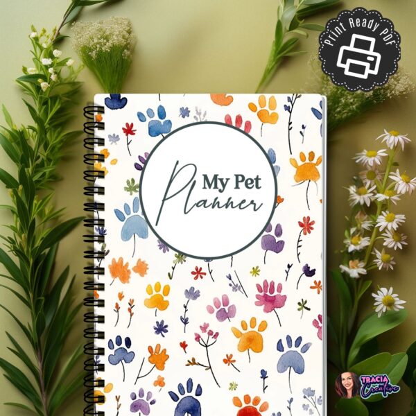 Pet Planner Bundle printable in floral paws design
