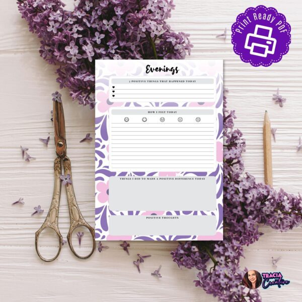 Gratitude Planner printable with AM and PM prompts
