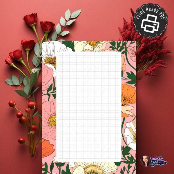 Moorish Floral Notes Page A5 printable PDF