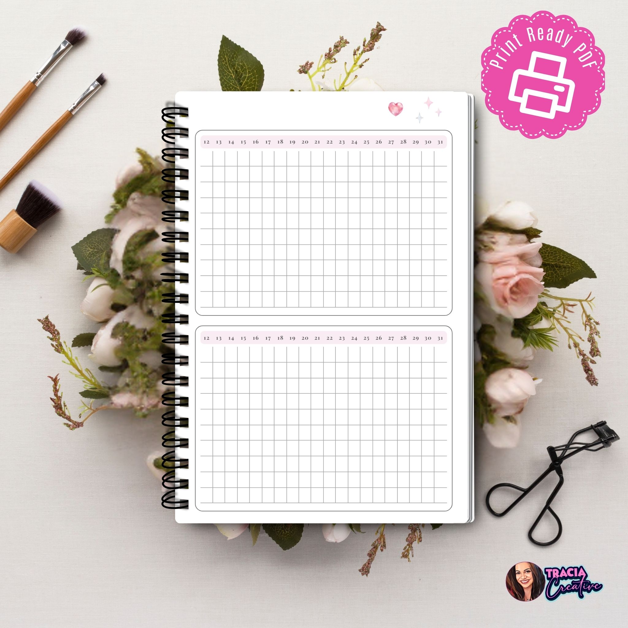 Monthly Skincare Tracker A5 printable PDF