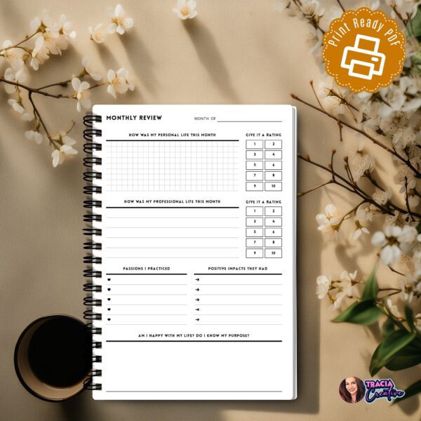 Printable Monthly Planner Insert A5 PDF