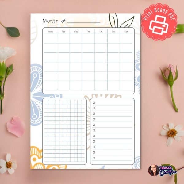 Spring Collection Monthly Planner A5 printable insert