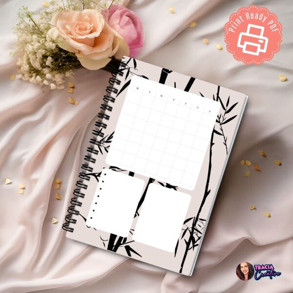 Monthly Planner A5 silhouette printable with notes section