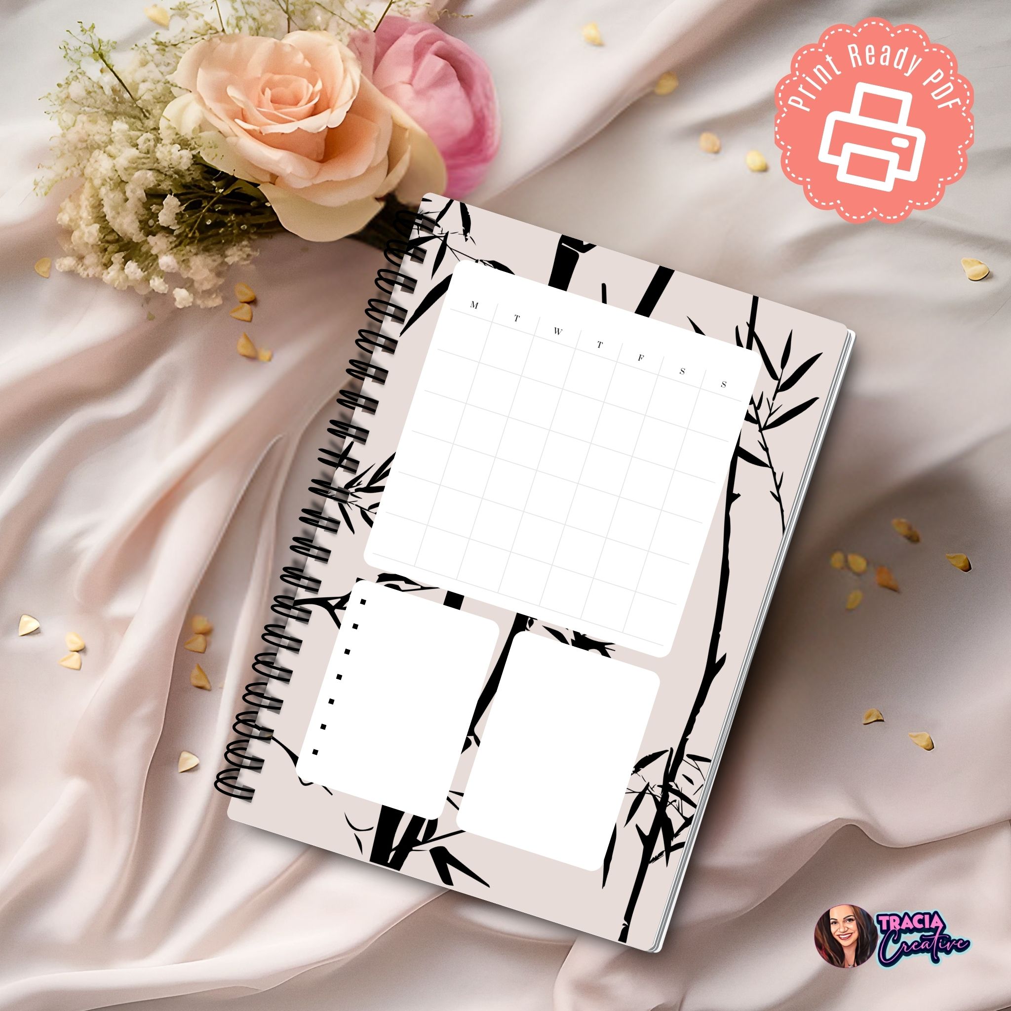 Monthly Planner A5 silhouette printable with notes section