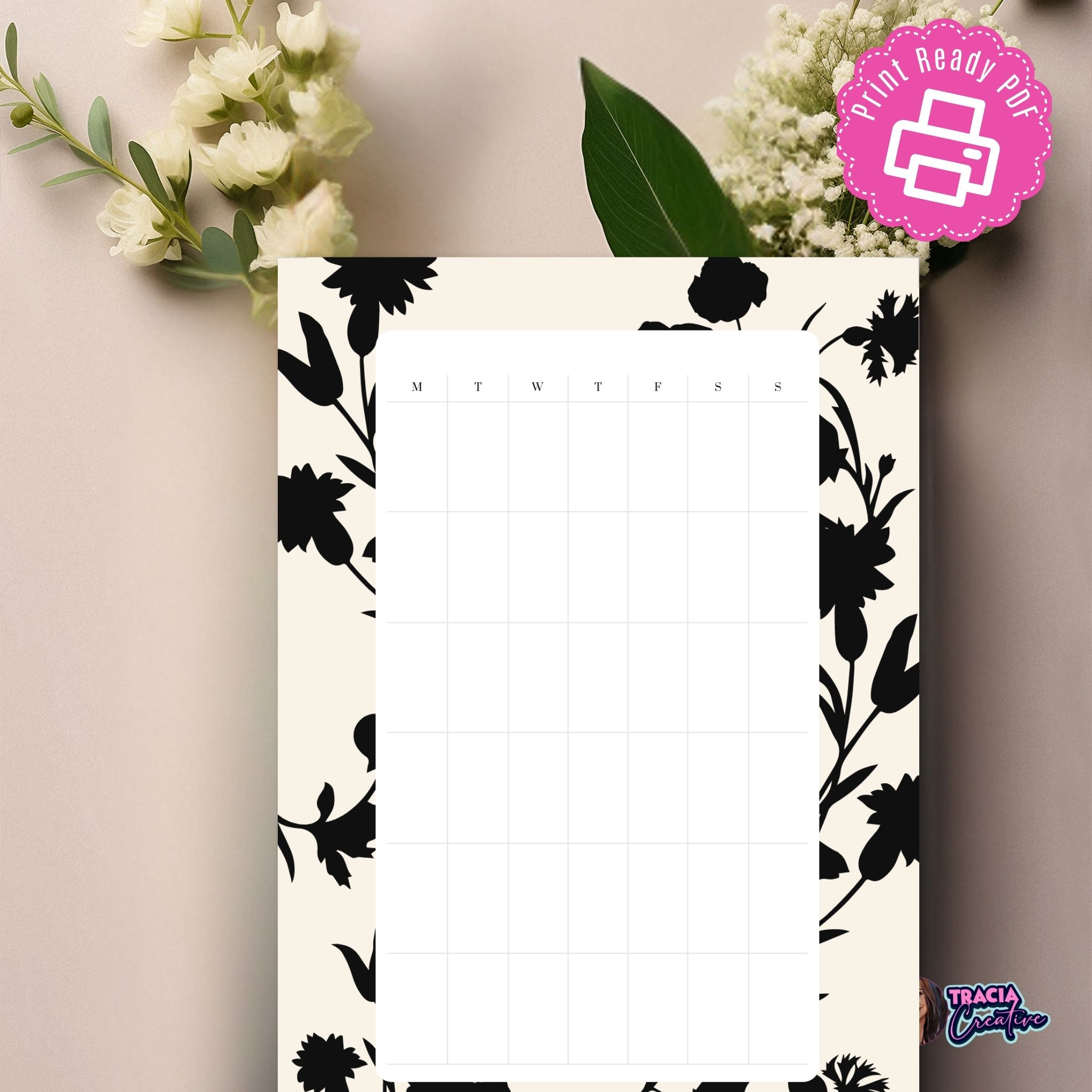 Monthly Planner A5 silhouette printable insert