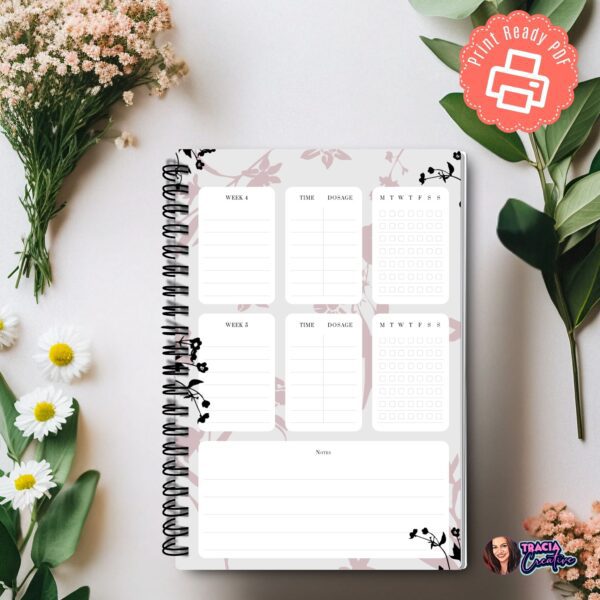 Monthly Medication Tracker silhouette A5 printable