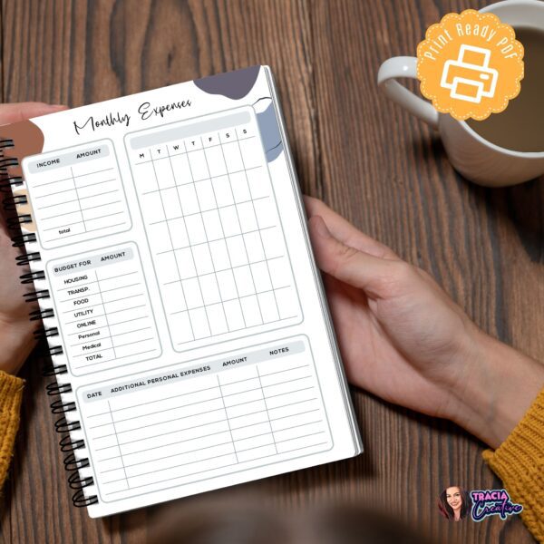 Monthly Expense Tracker A5 printable page