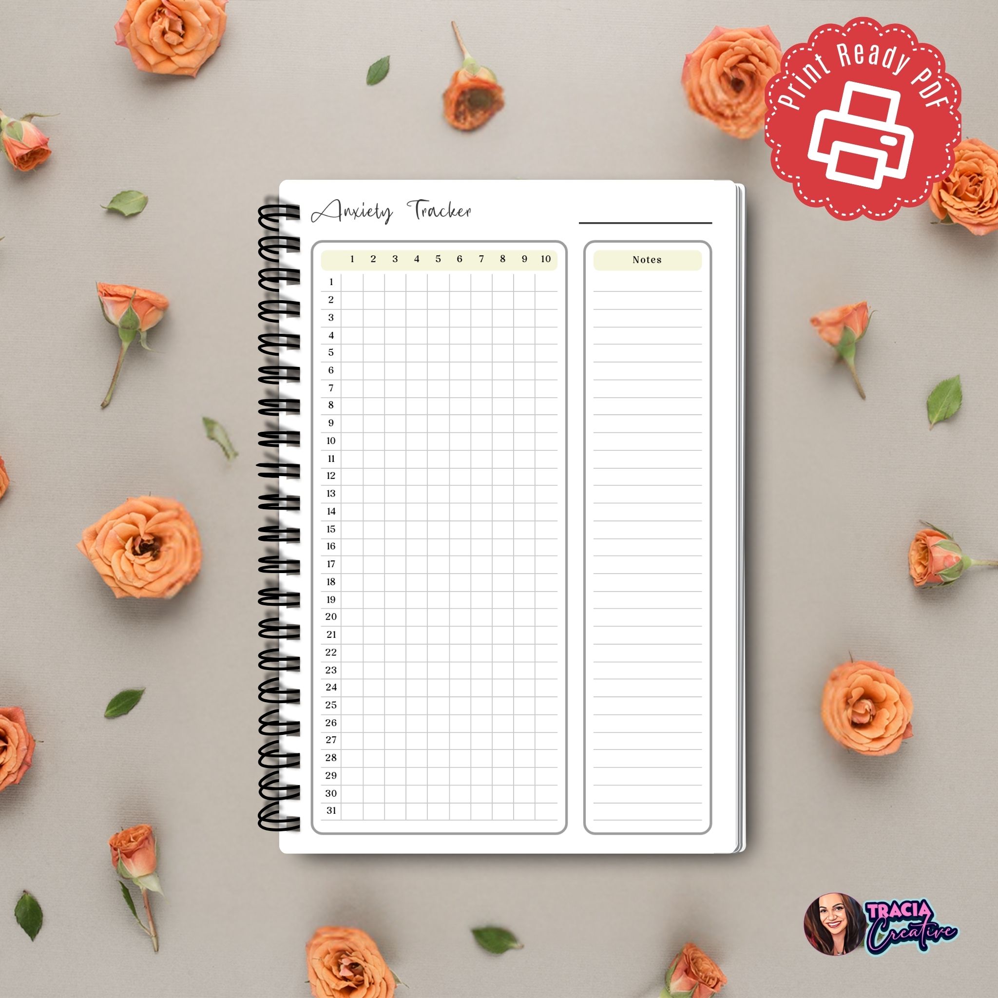 A5 Anxiety Tracker Planner Insert printable
