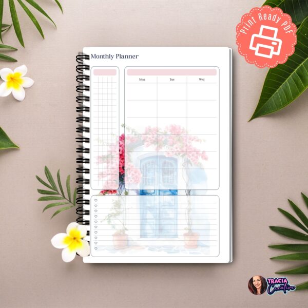 Mediterranean Monthly Planner Insert in A5 size