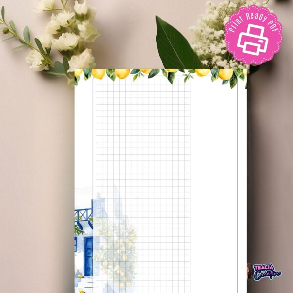 Mediterranean Grid Notes printable A5 insert